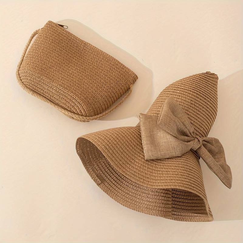 Strohhut mit Tasche für Damen